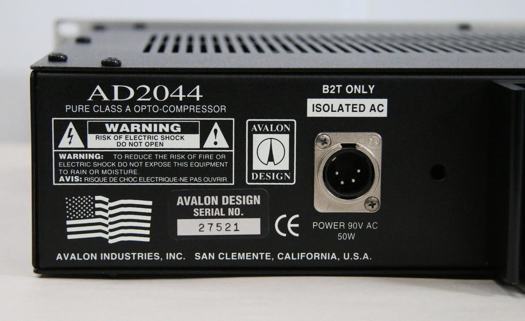 Avalon AD2044 Dual Mono/Stereo Optical Compressor (Blue LEDs) + B2T Power Supply