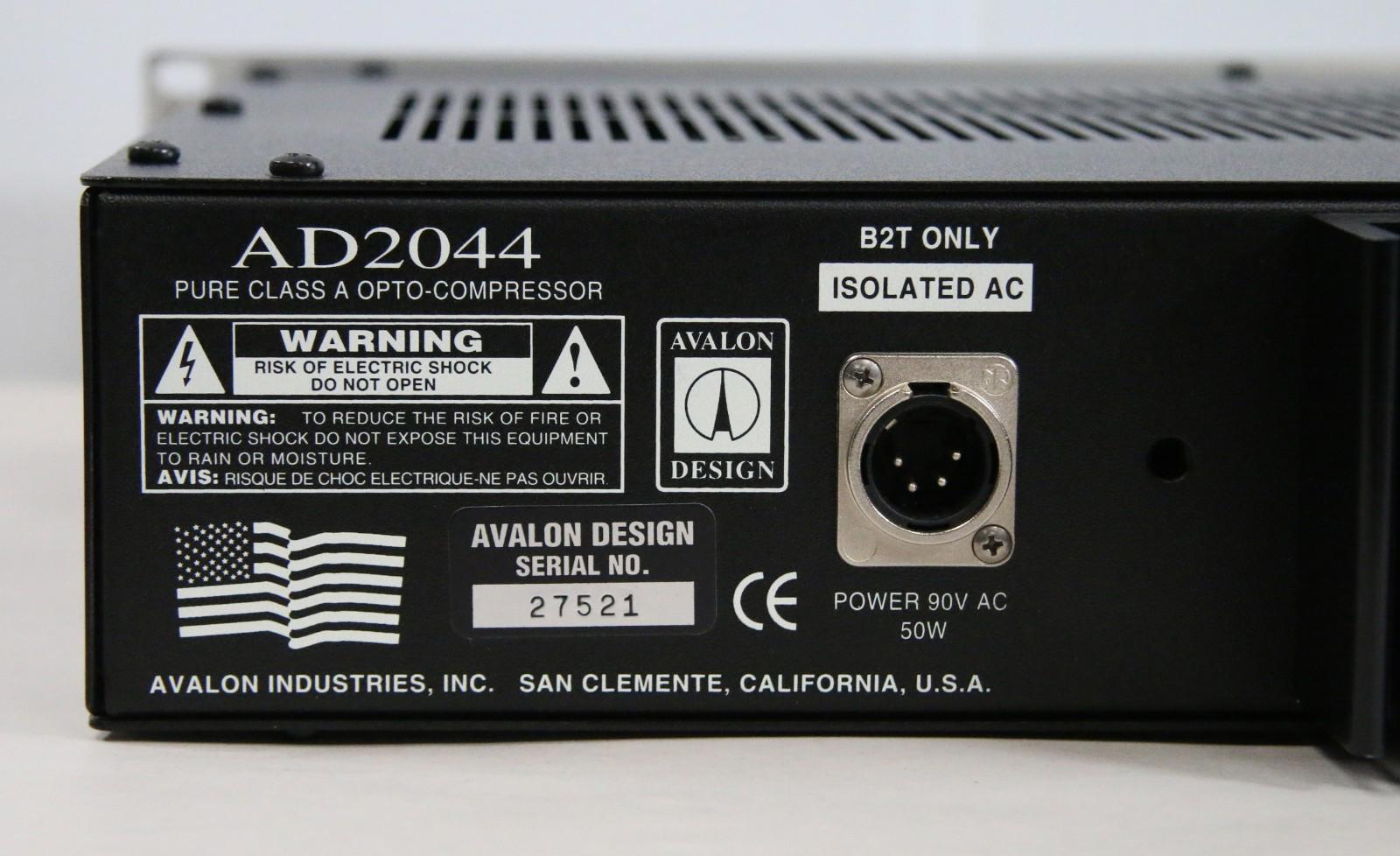 Avalon AD2044 Dual Mono/Stereo Optical Compressor (Blue LEDs) + B2T Power Supply