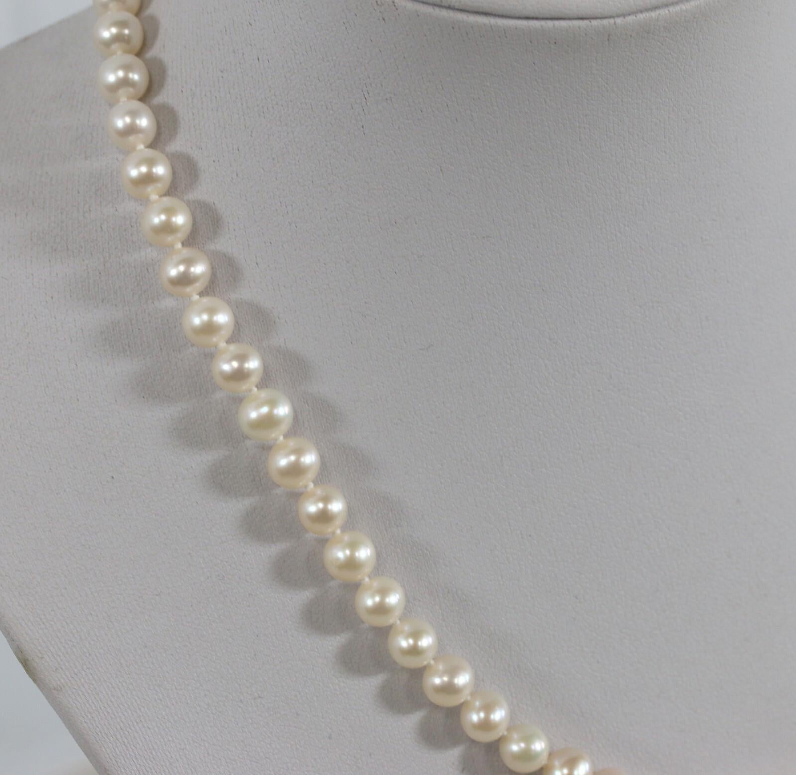 FIC Pearl Necklace 14k Yellow Gold Clasp 18" 6.5-7mm Pearls Handmade Cultured