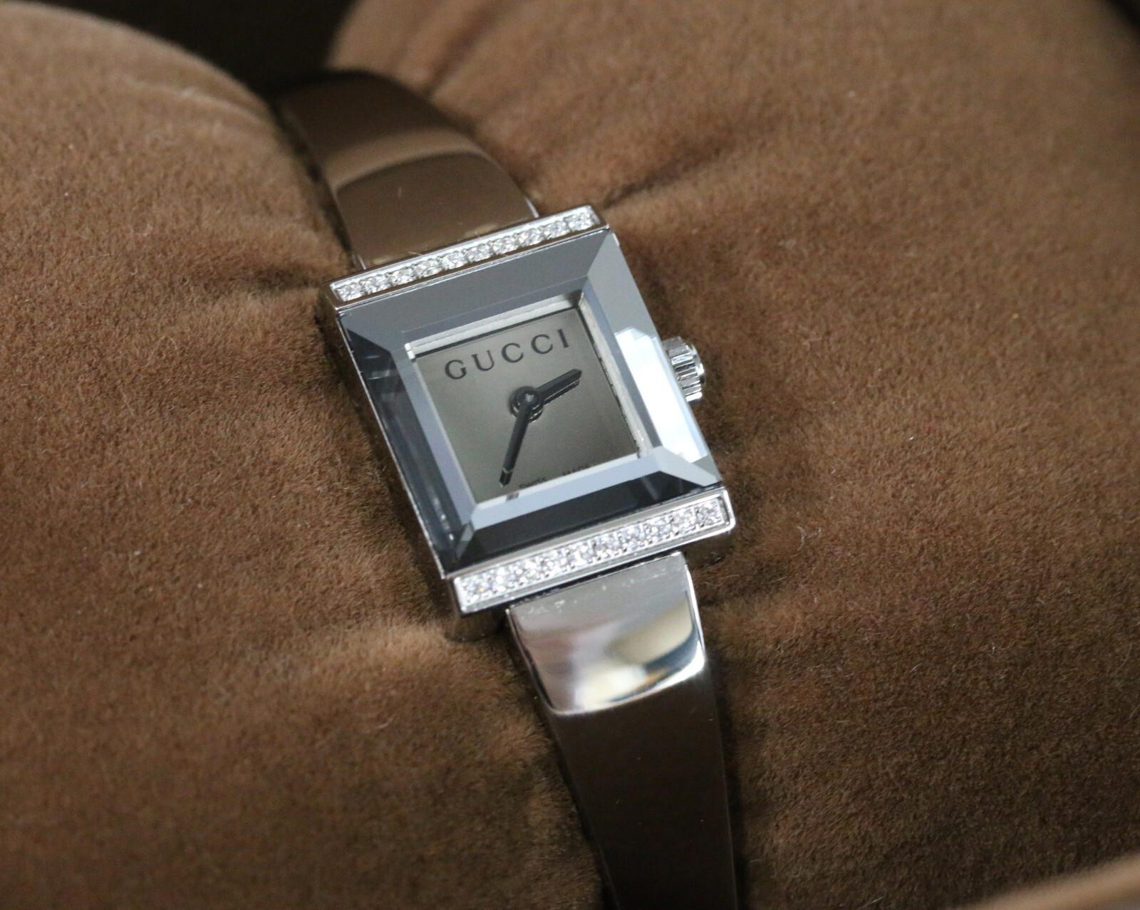 Gucci G Frame Diamond Bezel 128.5 Quartz Watch Ladies Mirror Dial Japan - MINT