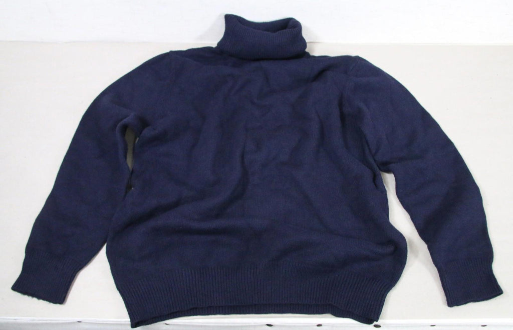 NWT Men's Salvatore Ferragamo Wool Ribbed Knit Turtleneck Sweater L (Deep Ocean)