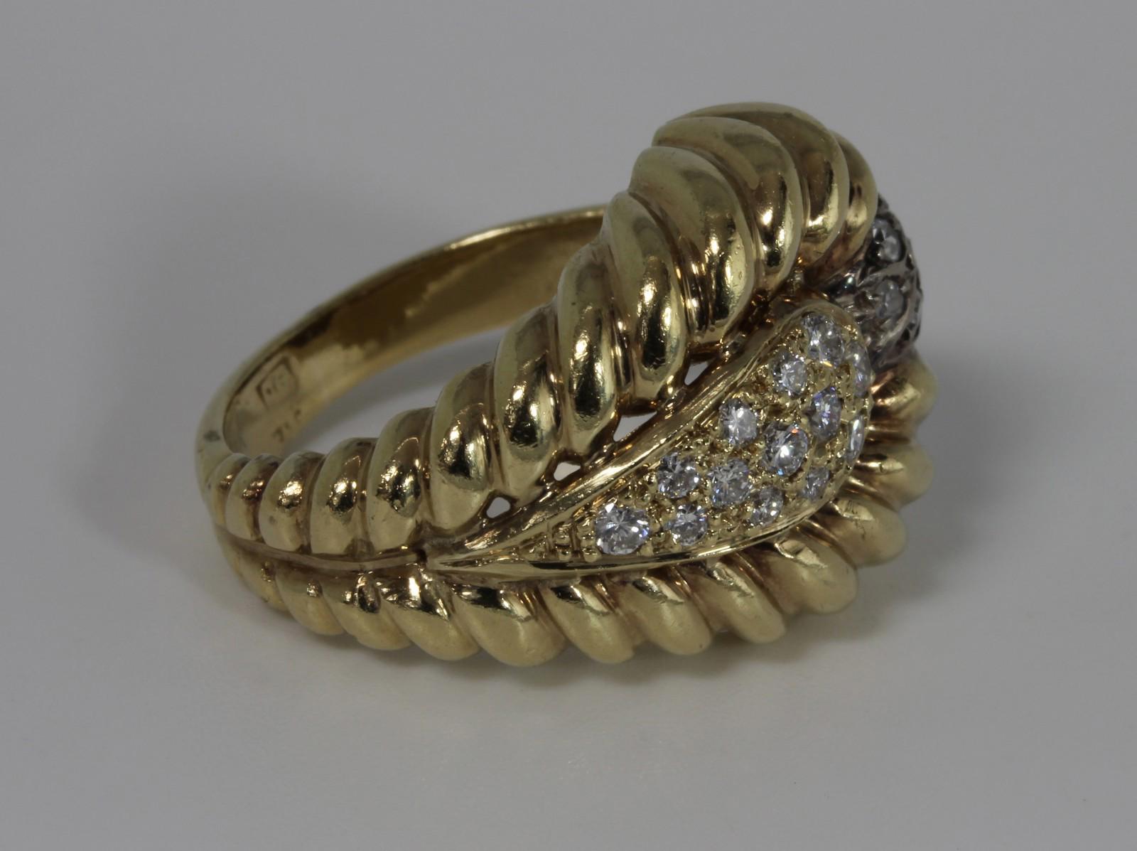 Rare Vintage Paisley Teardrop ESTATE Ring 18k Solid YG with 0.4ct TCW Diamonds