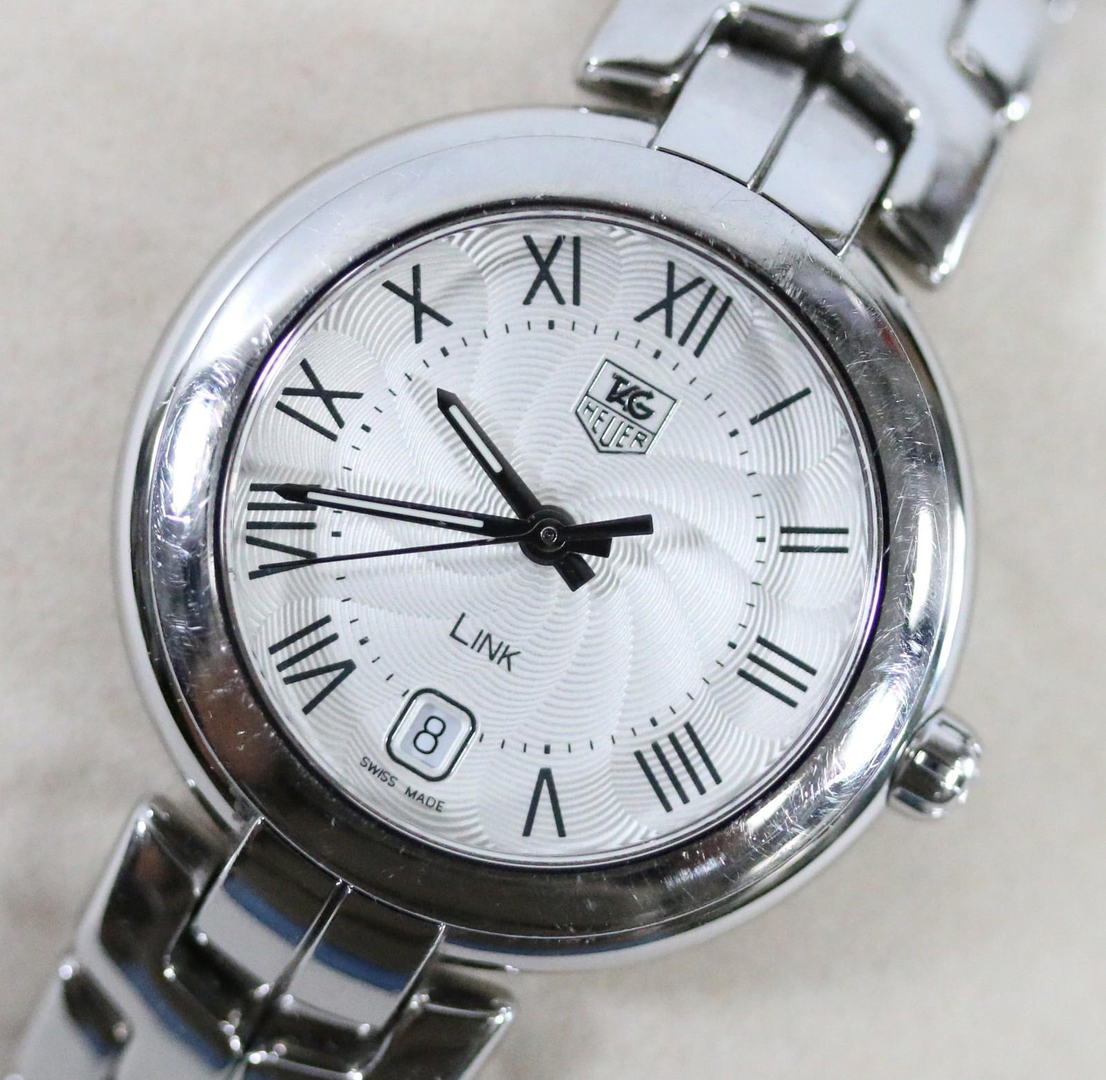 Tag Heuer Link Stainless Steel Guilloche Dial Quartz 34mm Ladies Watch WAT1314