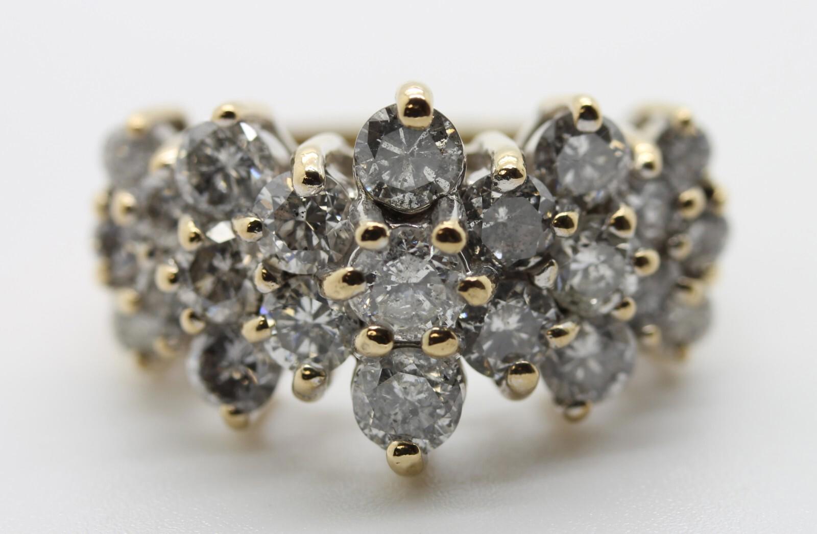 Magic Glo Band, 14k YG Pyramid Style Diamond Ring with 2.7 Total Carat, sz 4.75