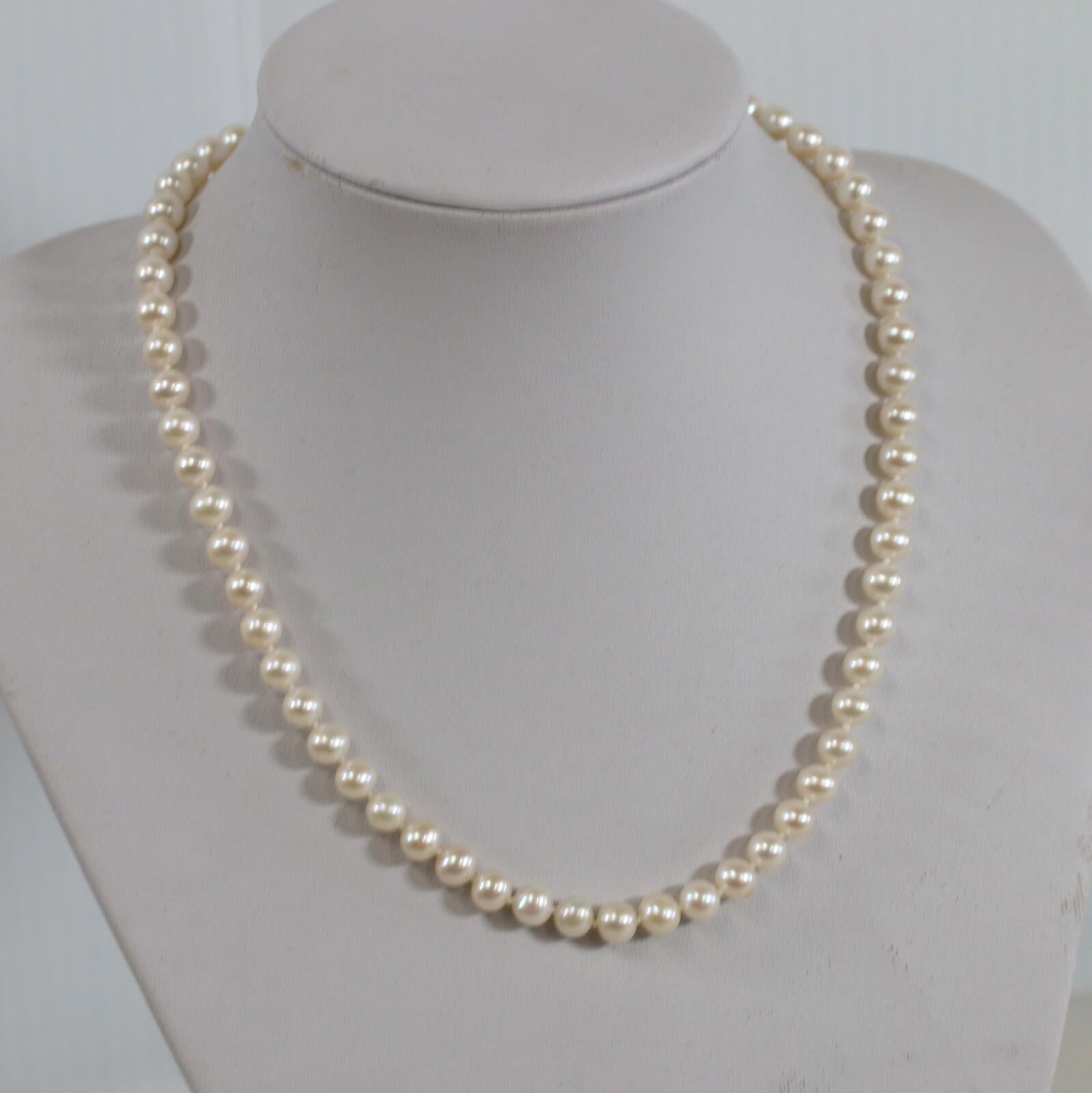 FIC Pearl Necklace 14k Yellow Gold Clasp 18" 6.5-7mm Pearls Handmade Cultured