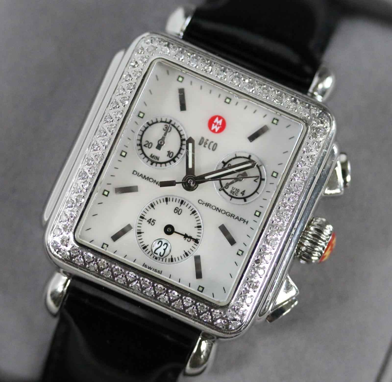 Michele Deco Diamond Chronograph Women's Watch Mother of Pearl MW06A01 w/ Box