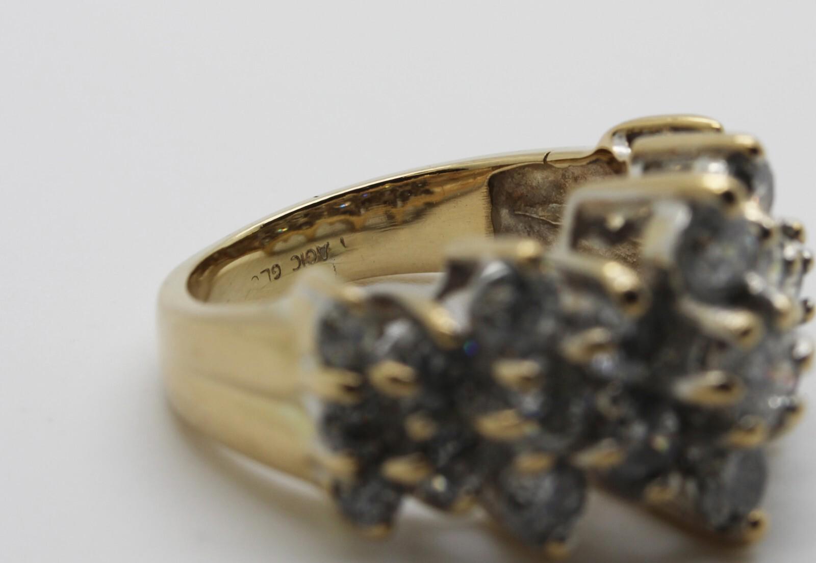 Magic Glo Band, 14k YG Pyramid Style Diamond Ring with 2.7 Total Carat, sz 4.75