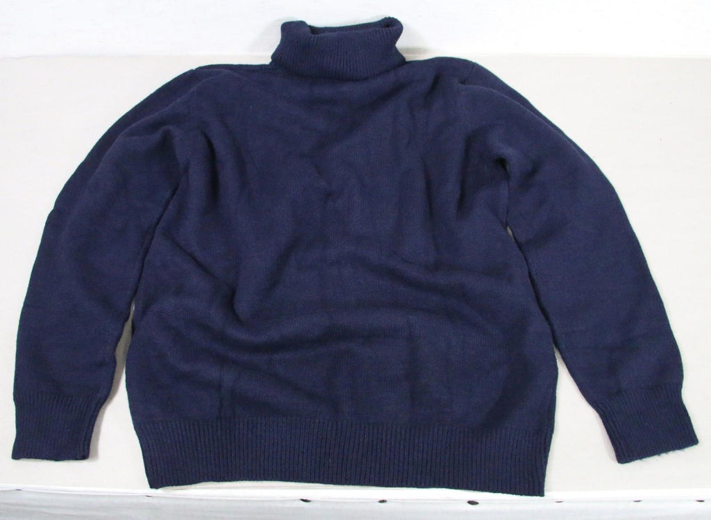 NWT Men's Salvatore Ferragamo Wool Ribbed Knit Turtleneck Sweater L (Deep Ocean)