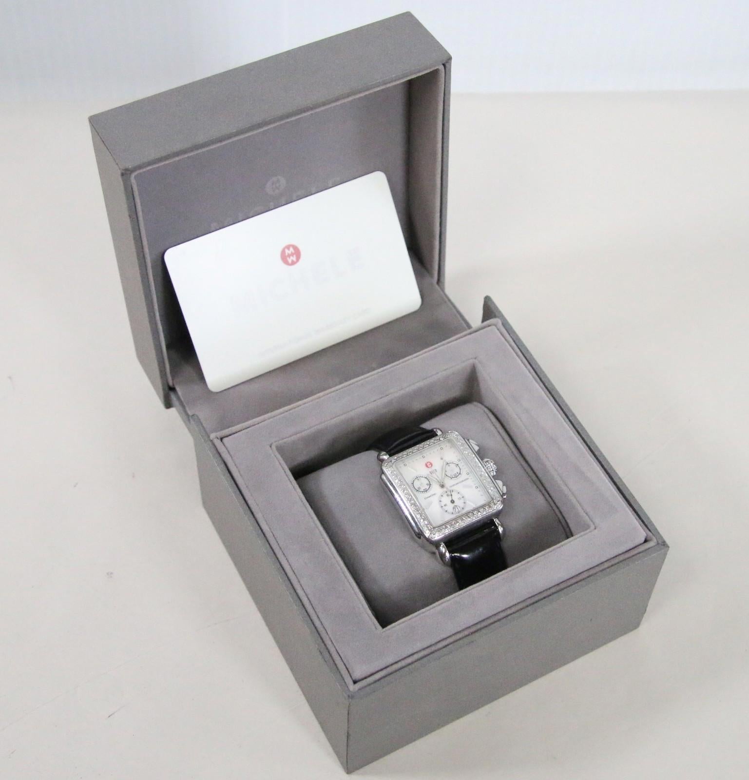 Michele Deco Diamond Chronograph Women's Watch Mother of Pearl MW06A01 w/ Box