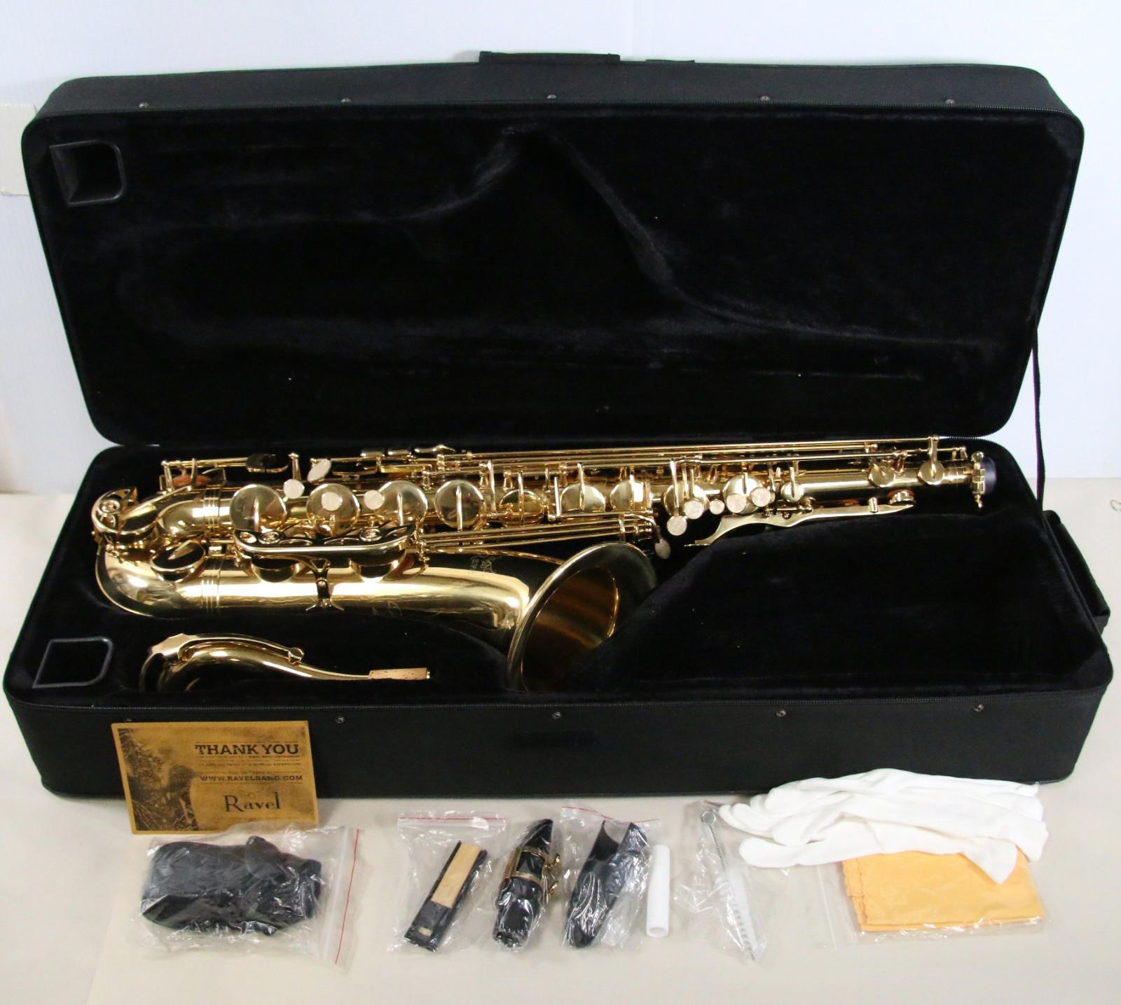 NEW Ravel Tenor Students Saxophone Brass Engraved Mother of Pearl w/Case + More