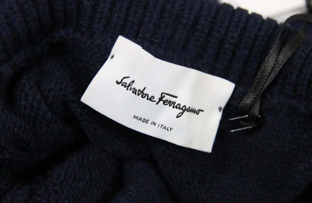NWT Men's Salvatore Ferragamo Wool Ribbed Knit Turtleneck Sweater L (Deep Ocean)