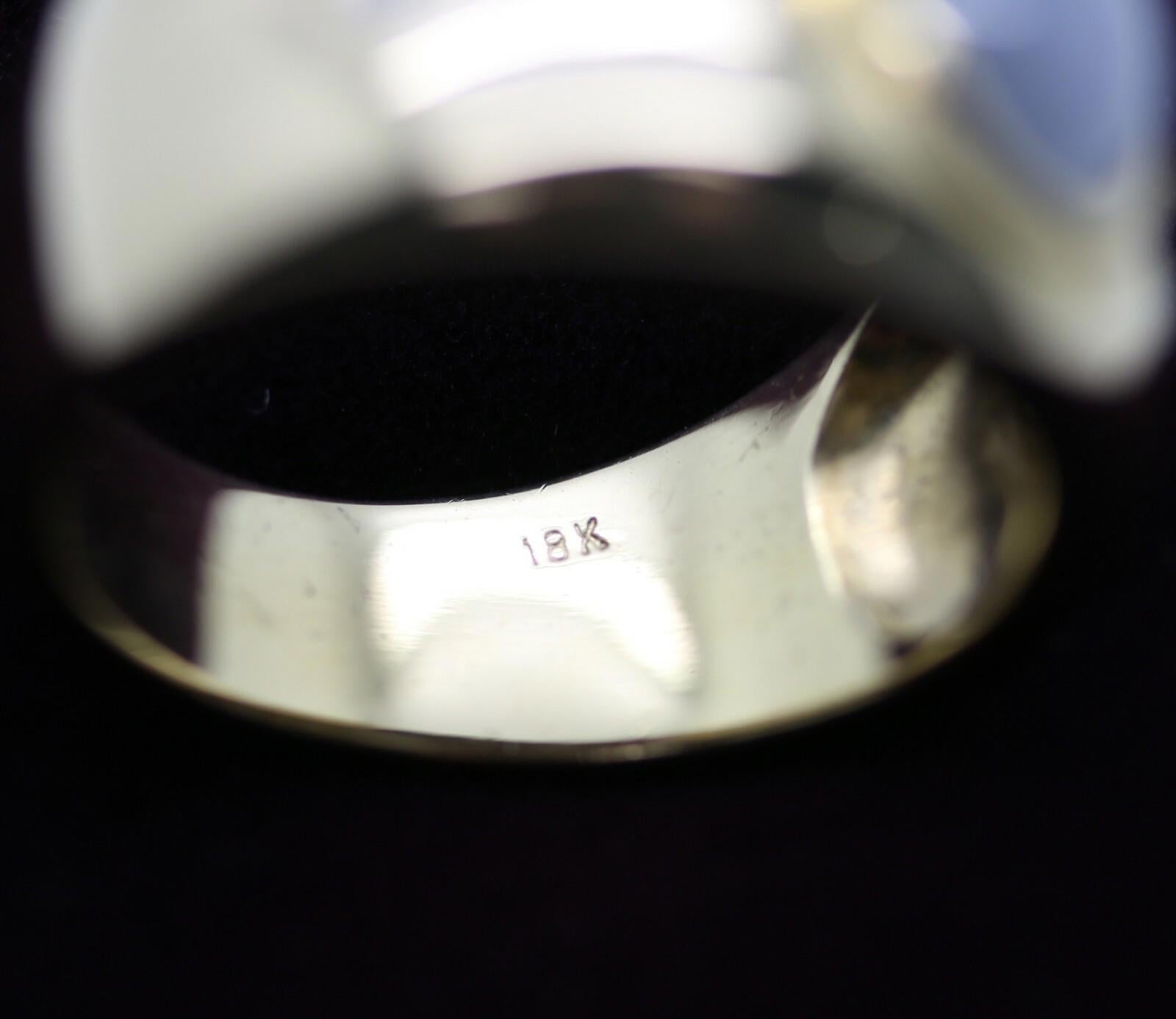 18 Karat Yellow Gold Men's Moonstone Ring w/ Diamonds Size 10.5 "GPG" Excellent!