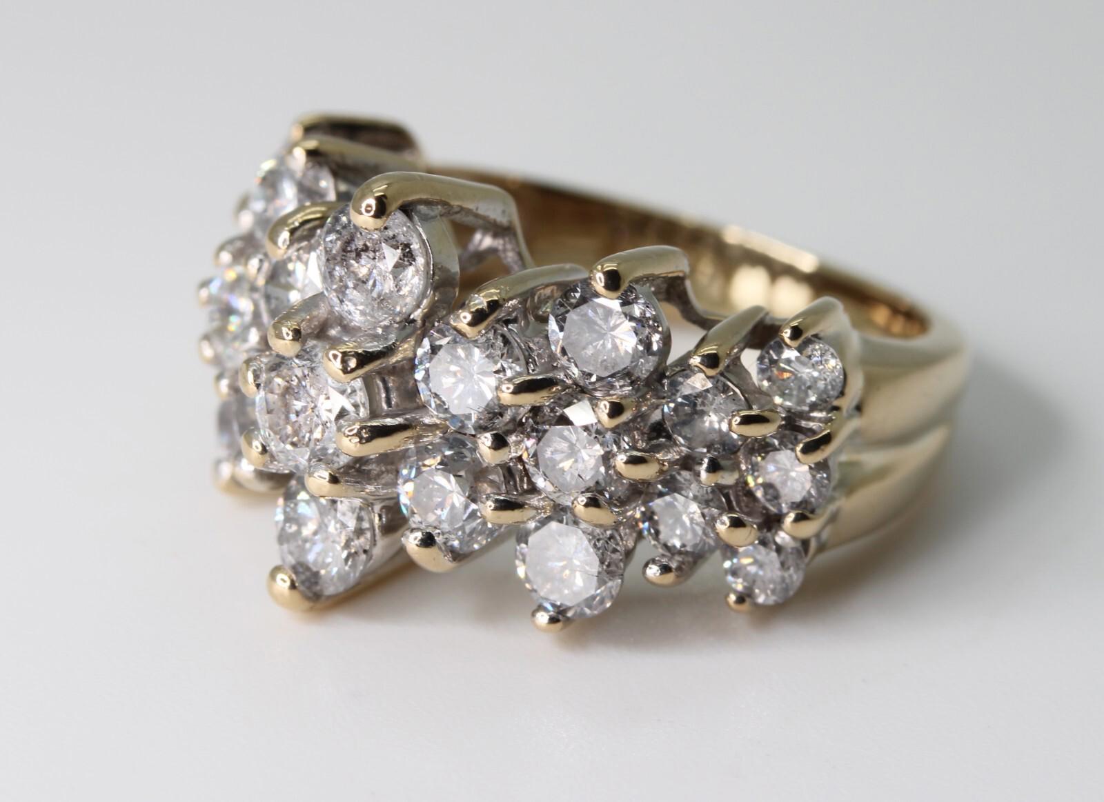 Magic Glo Band, 14k YG Pyramid Style Diamond Ring with 2.7 Total Carat, sz 4.75