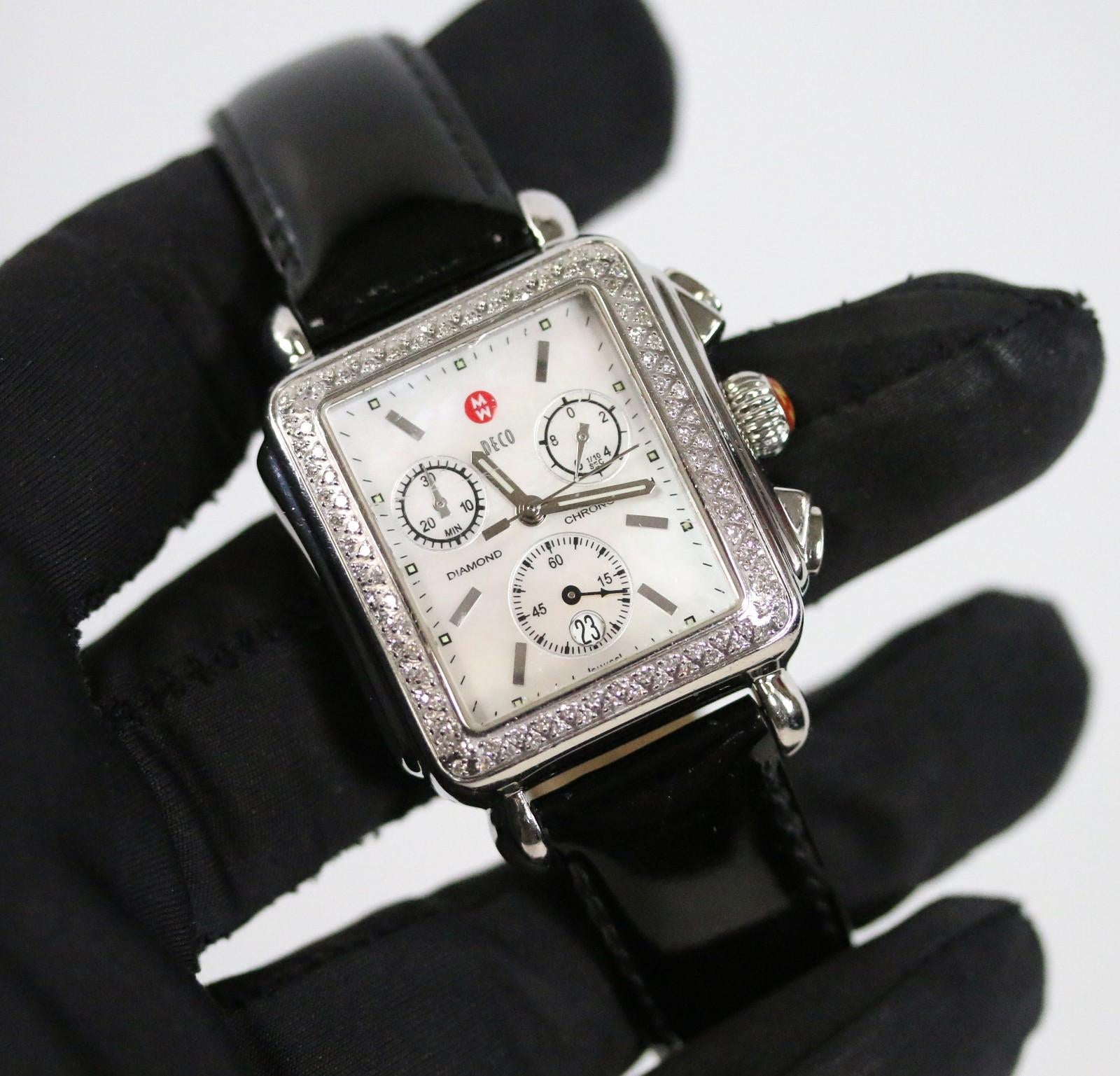 Michele Deco Diamond Chronograph Women's Watch Mother of Pearl MW06A01 w/ Box