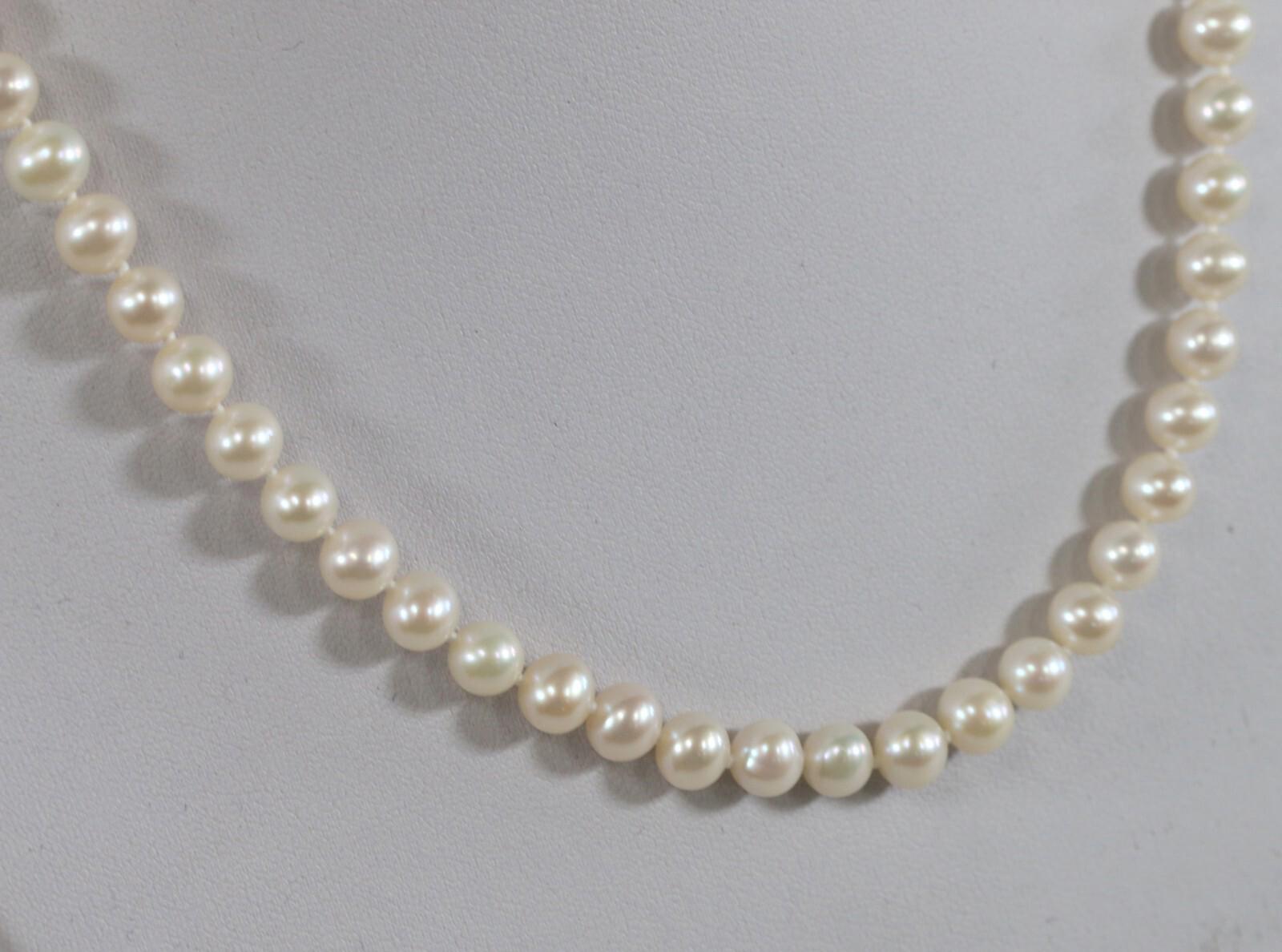FIC Pearl Necklace 14k Yellow Gold Clasp 18" 6.5-7mm Pearls Handmade Cultured