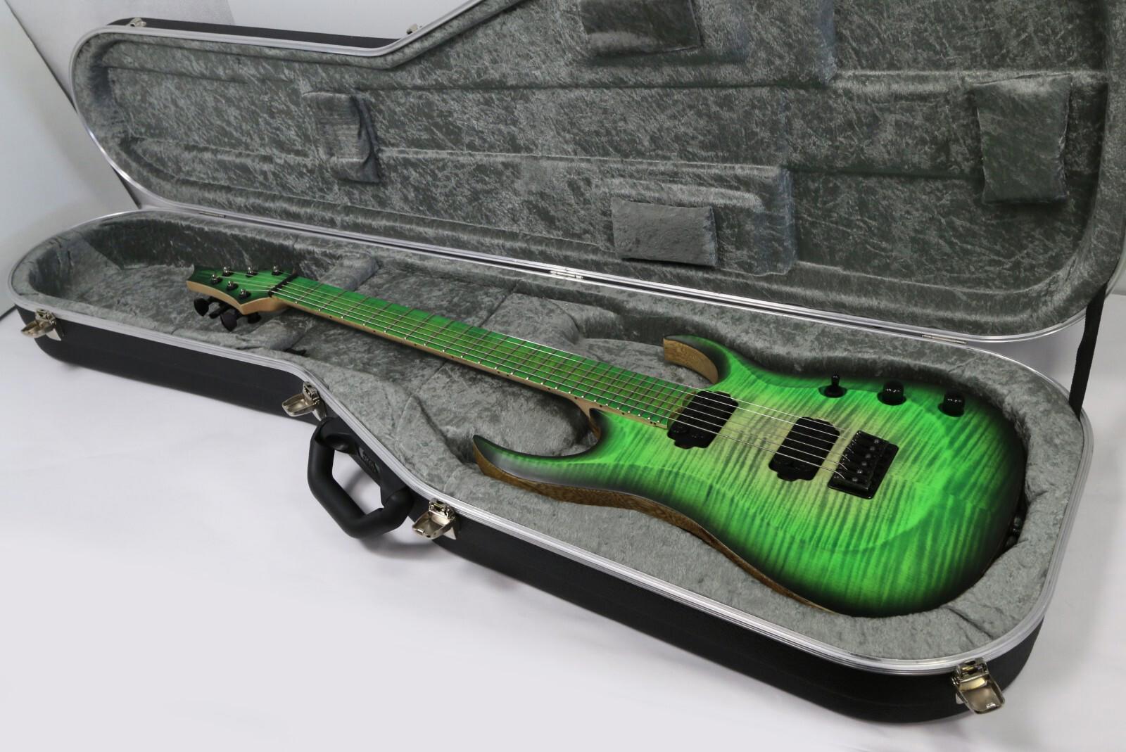 Overload Guitar Custom Raijin 6 6-String Acid Green Finish Exotic Wood New Other