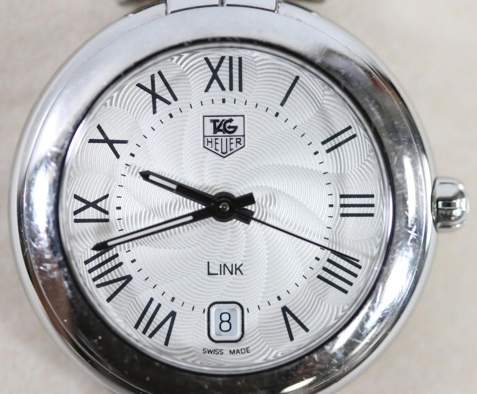 Tag Heuer Link Stainless Steel Guilloche Dial Quartz 34mm Ladies Watch WAT1314