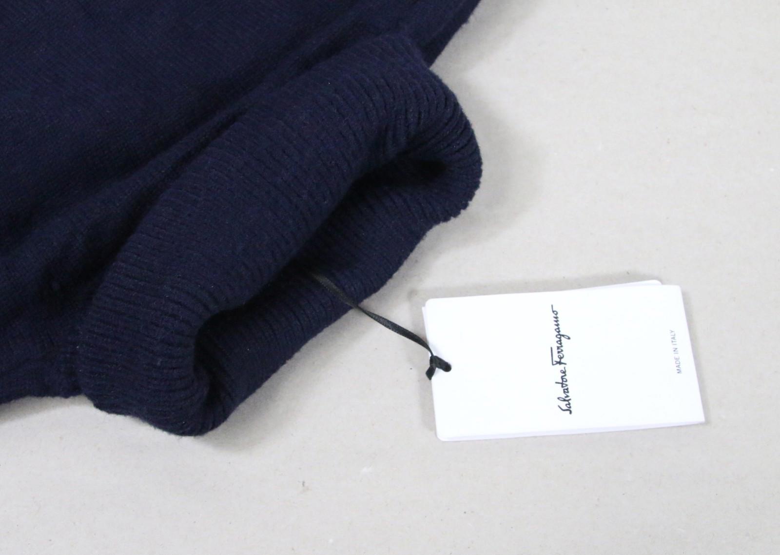 NWT Men's Salvatore Ferragamo Wool Ribbed Knit Turtleneck Sweater L (Deep Ocean)