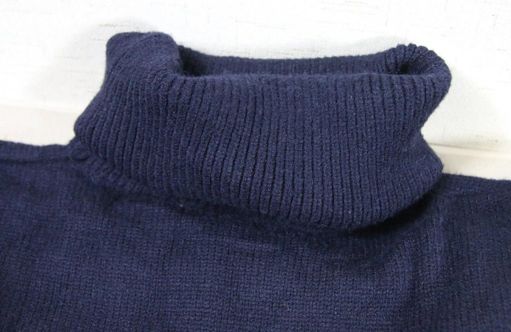 NWT Men's Salvatore Ferragamo Wool Ribbed Knit Turtleneck Sweater L (Deep Ocean)