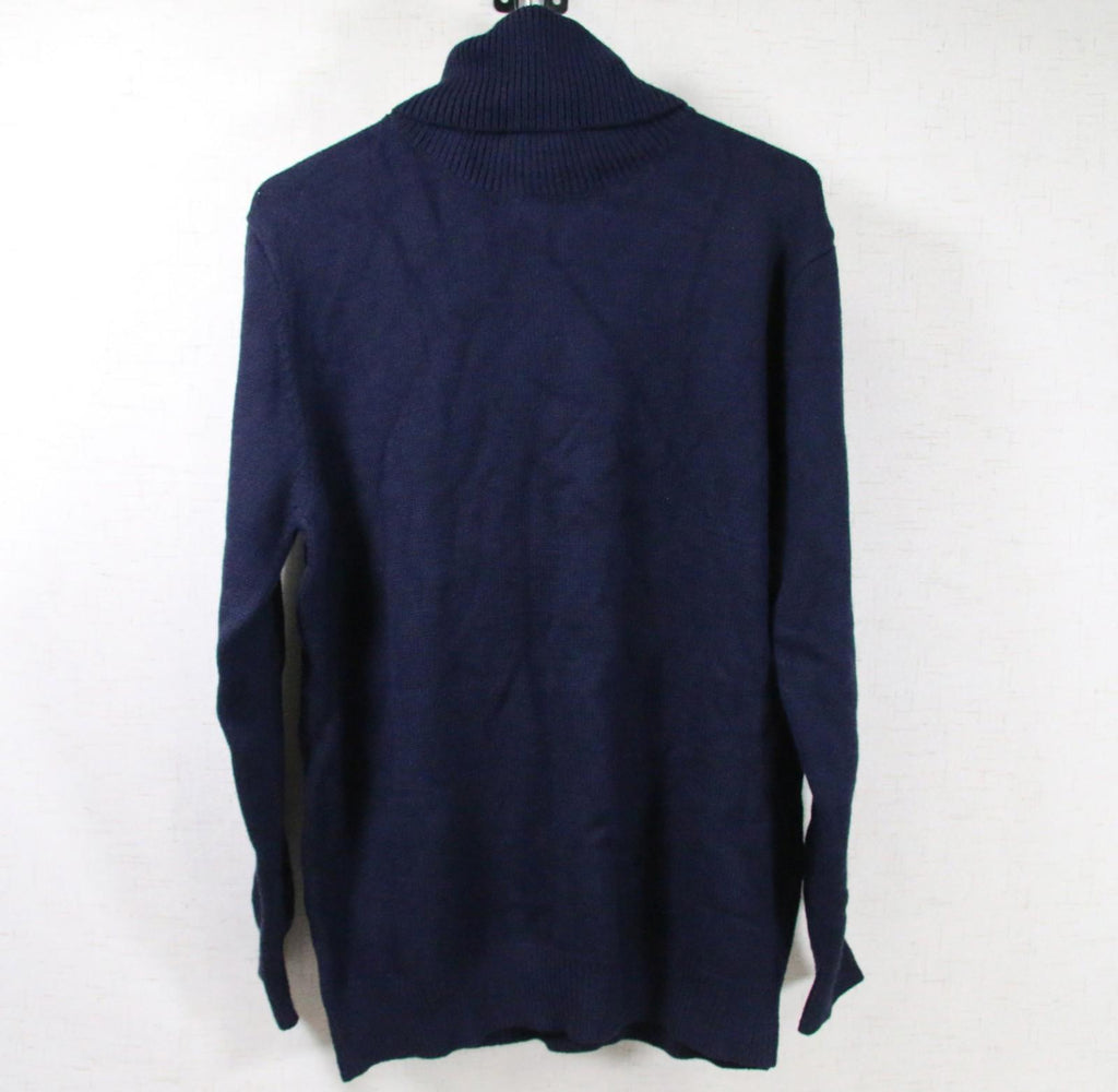 NWT Men's Salvatore Ferragamo Wool Ribbed Knit Turtleneck Sweater L (Deep Ocean)