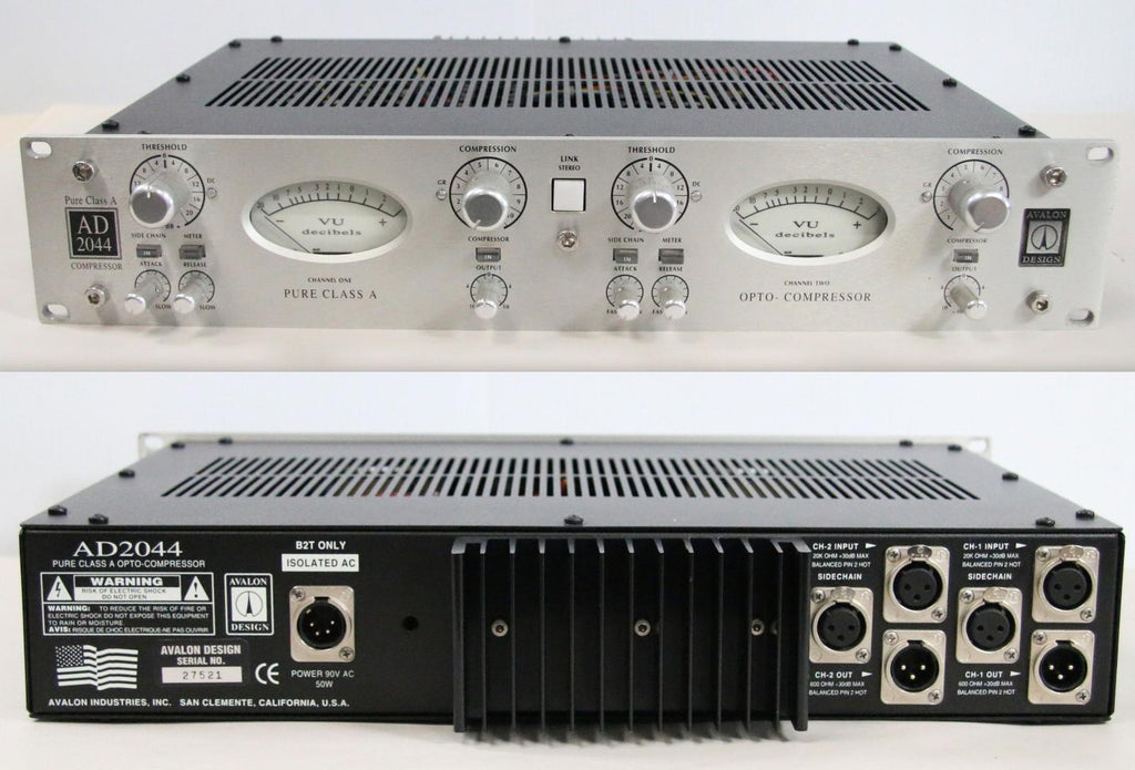 Avalon AD2044 Dual Mono/Stereo Optical Compressor (Blue LEDs) + B2T Power Supply