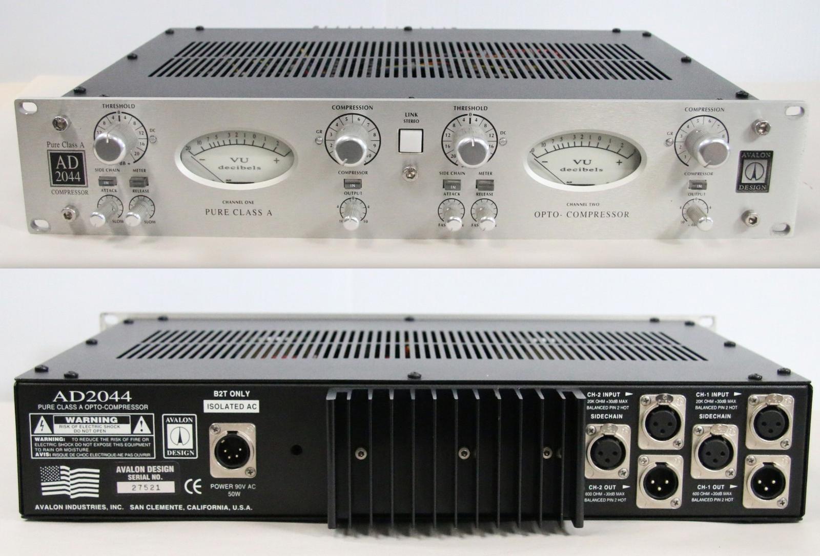 Avalon AD2044 Dual Mono/Stereo Optical Compressor (Blue LEDs) + B2T Power Supply