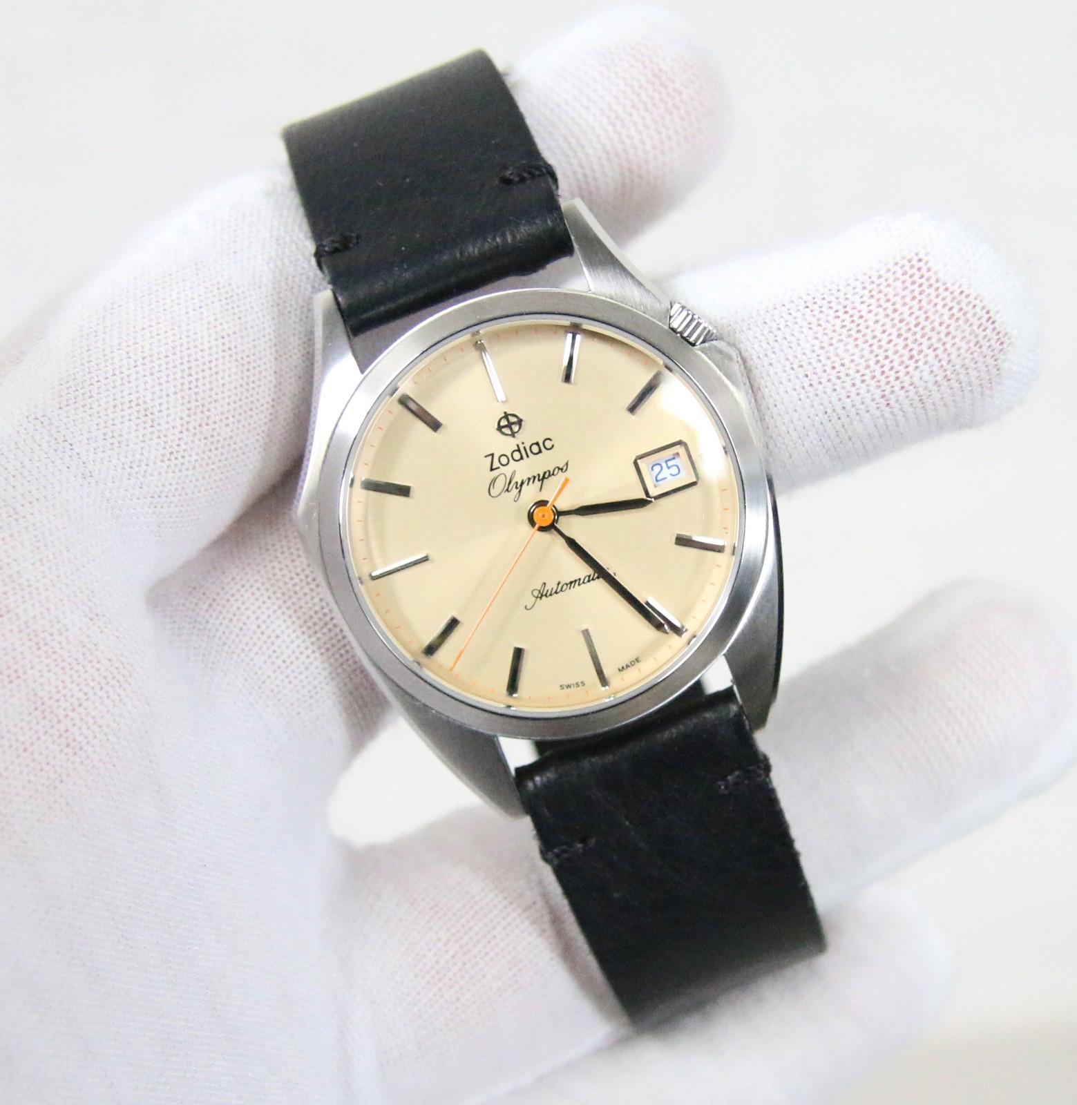 Zodiac Olympos Automatic Men's Watch Champagne Dial Leather Band ZO9702