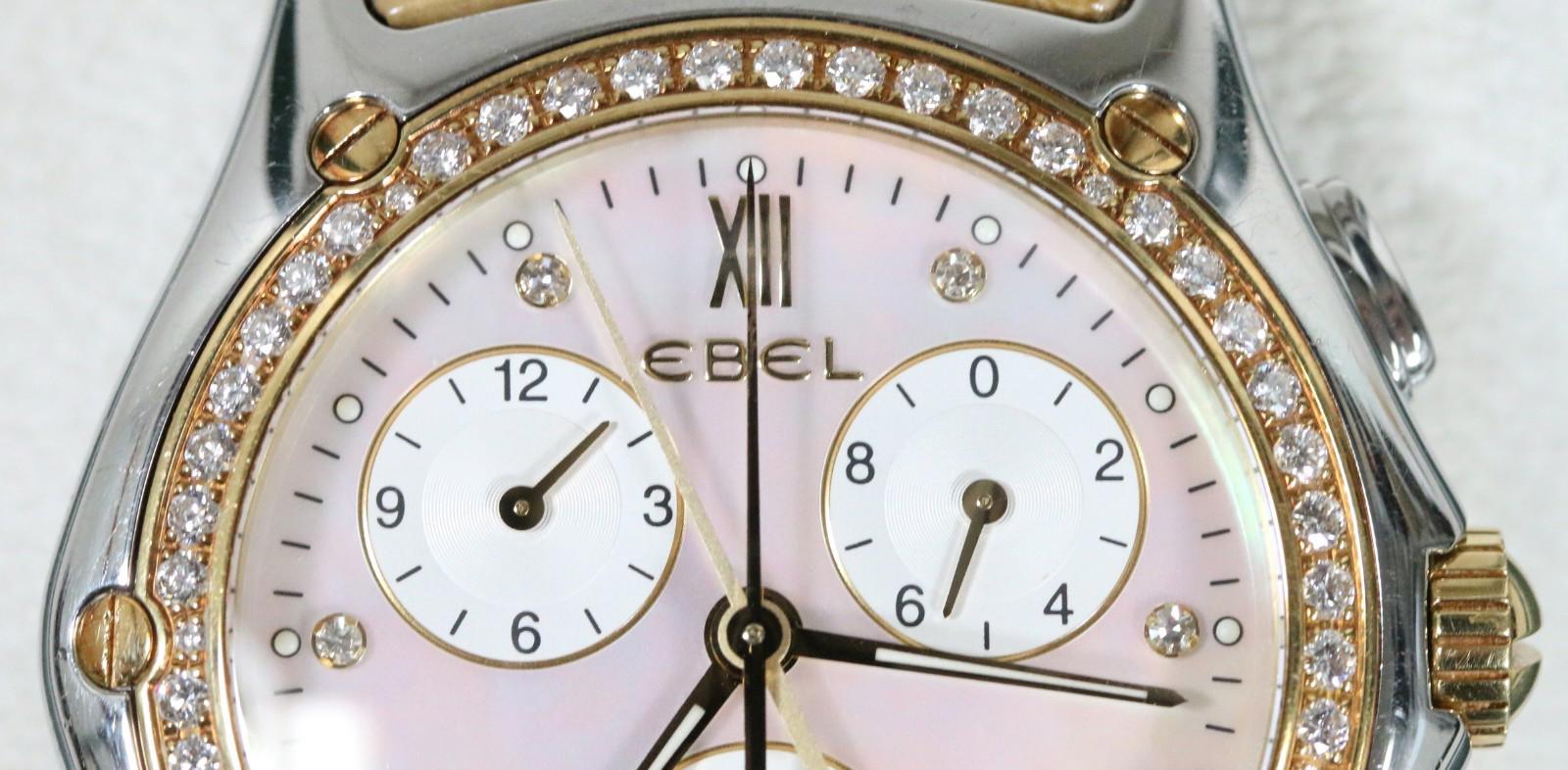 Ebel Classic Wave 18k Gold/Diamond Mother of Pearl Dial Chronograph 1251F4 NICE!