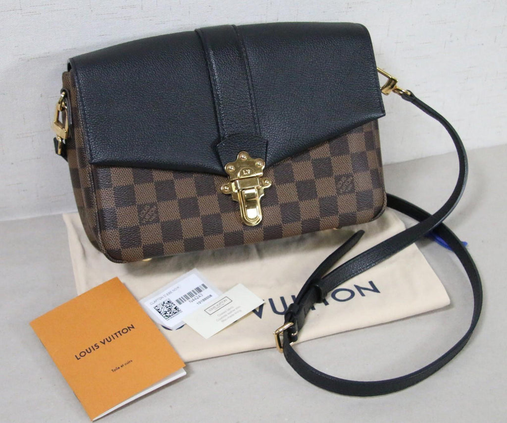 Louis Vuitton Clapton Damier Ebene Canvas Shoulder Bag Black Noir - Nice!