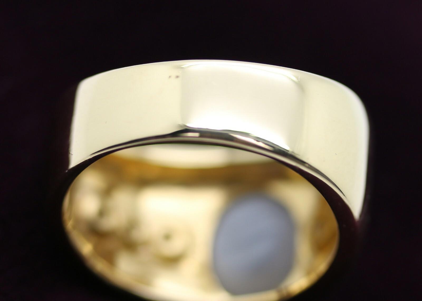 18 Karat Yellow Gold Men's Moonstone Ring w/ Diamonds Size 10.5 "GPG" Excellent!