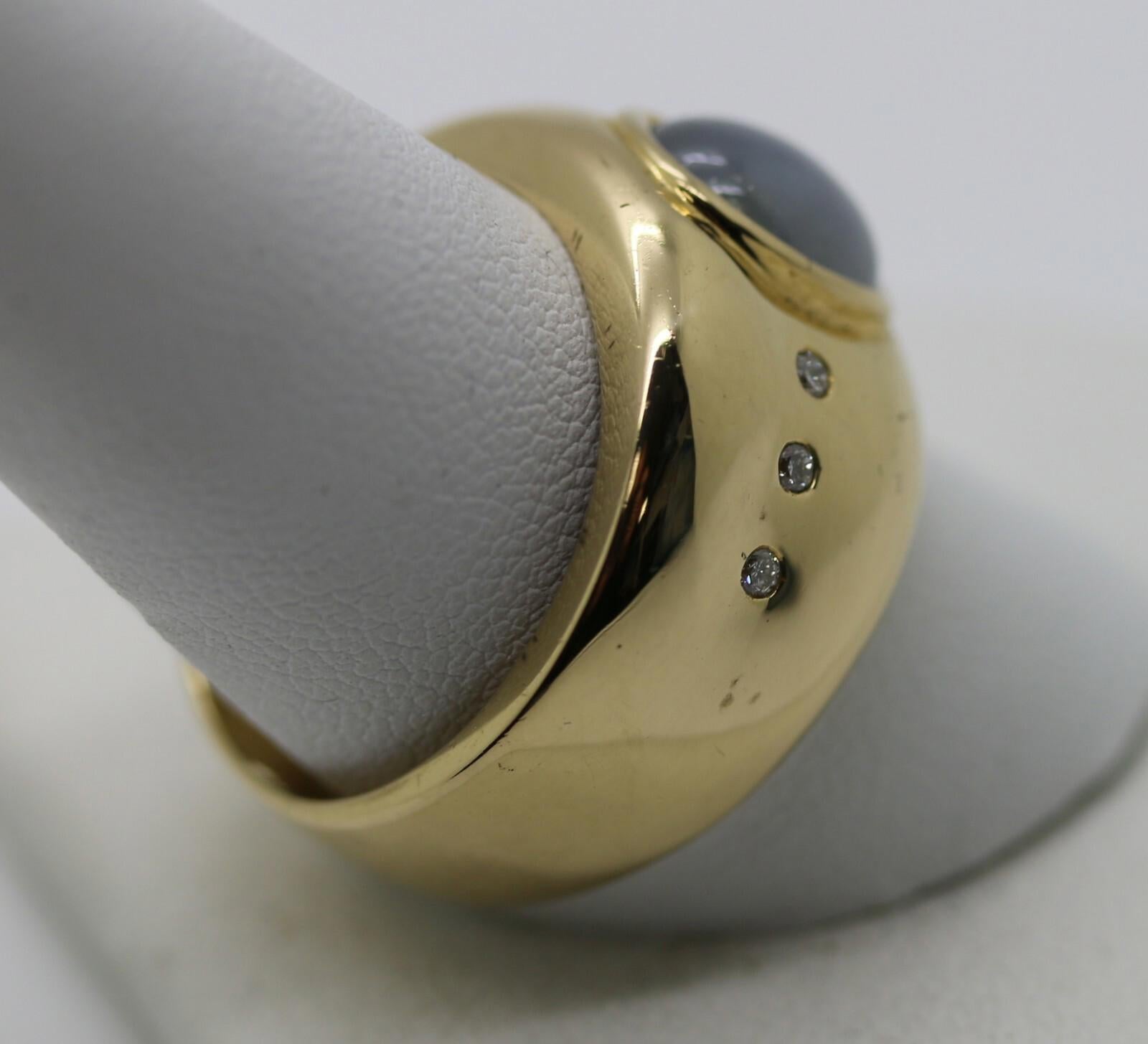 18 Karat Yellow Gold Men's Moonstone Ring w/ Diamonds Size 10.5 "GPG" Excellent!