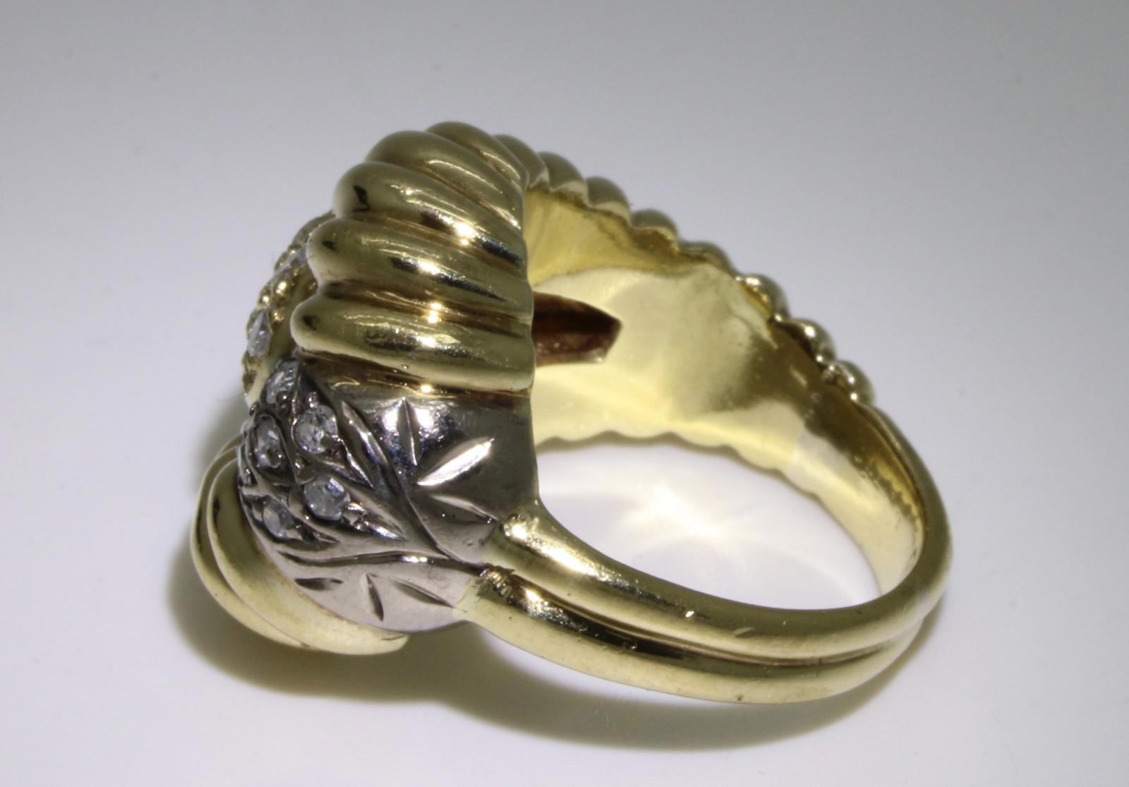 Rare Vintage Paisley Teardrop ESTATE Ring 18k Solid YG with 0.4ct TCW Diamonds