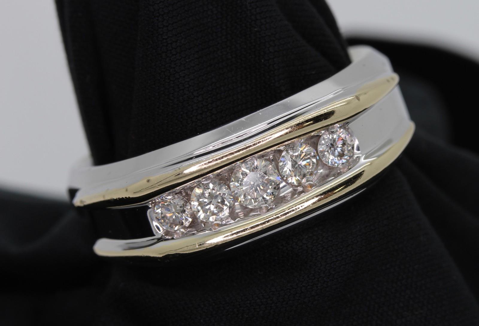 Men's Designer 10.5 IB Goodman Solid 14k Two tone White Gold & Diamond Ring IBG