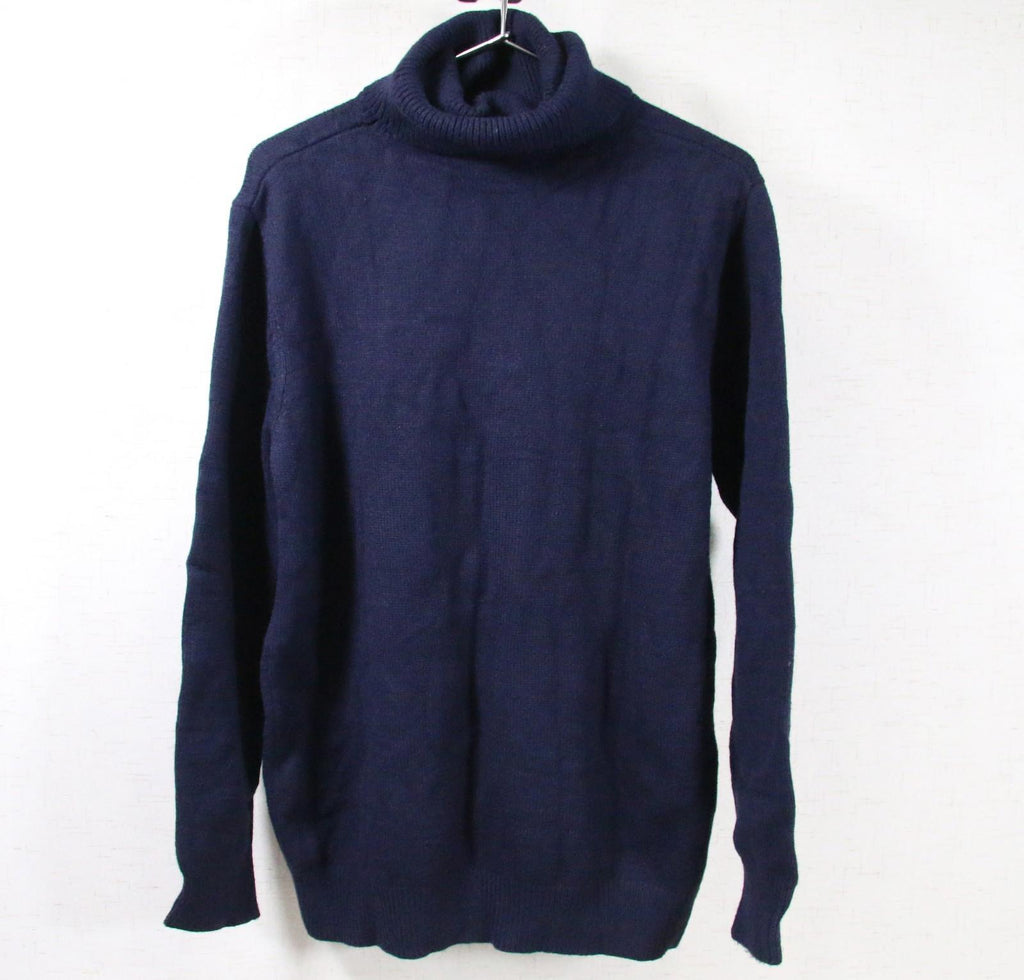 NWT Men's Salvatore Ferragamo Wool Ribbed Knit Turtleneck Sweater L (Deep Ocean)